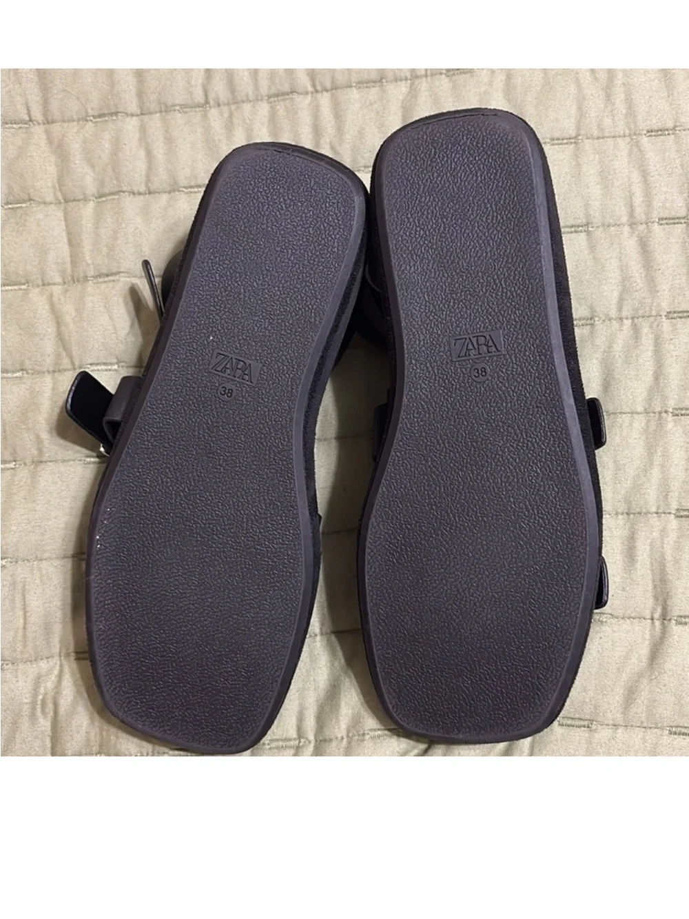 Women’s Zara Black Triple-Strap Buckle Ankle Platform Sandals size 7.5 like new - Picture 2 of 5